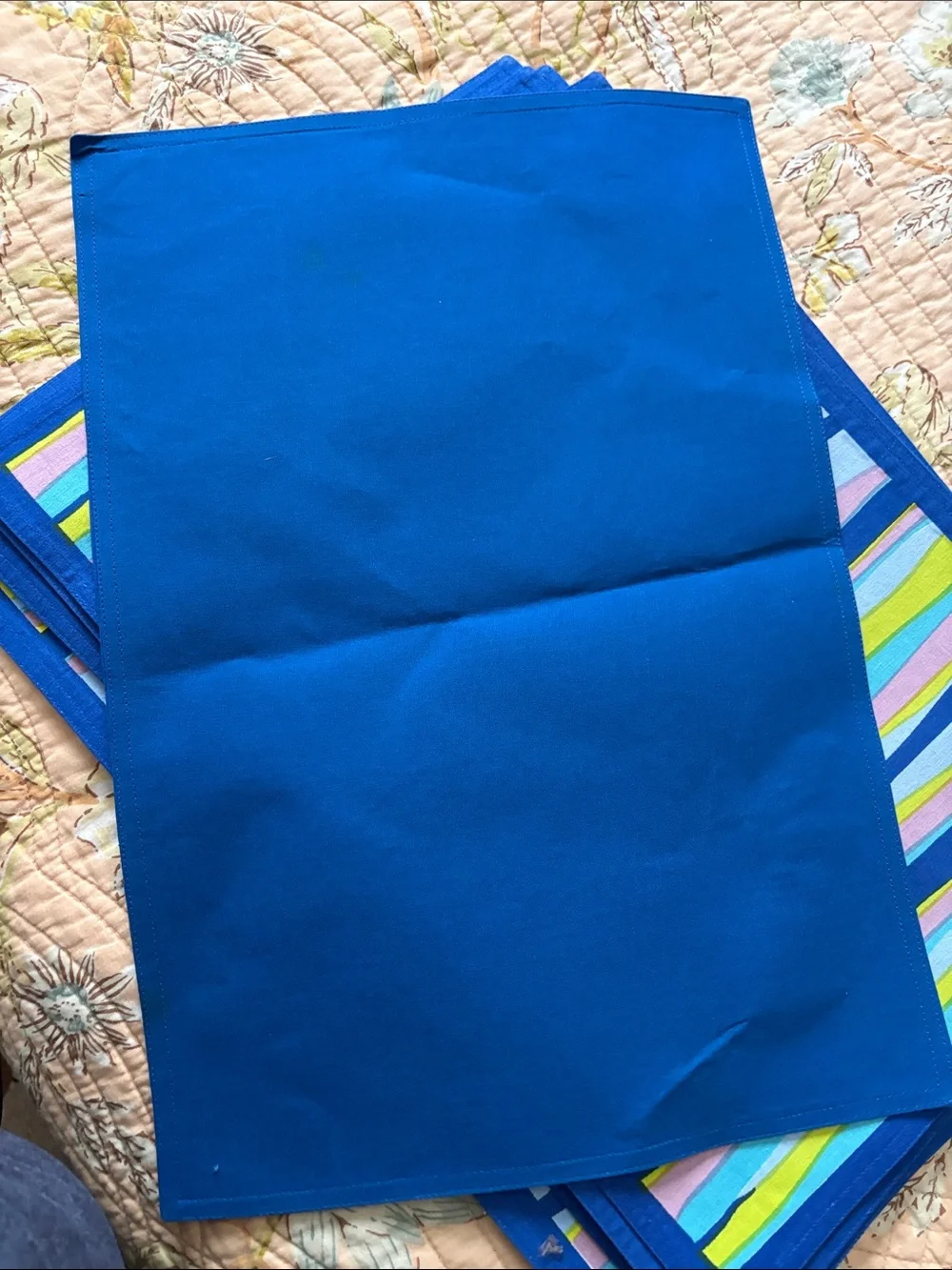 Blue Striped placemat Set - Vibrant Multicolor Design